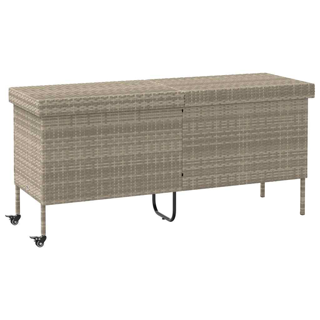 Opbevaringsboks med hjul 160x55x75 cm polyrattan lysegrå