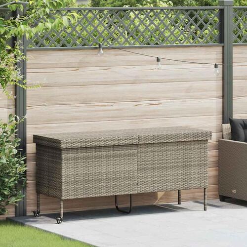 Opbevaringsboks med hjul 160x55x75 cm polyrattan lysegrå