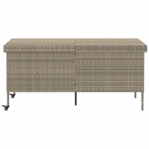 Opbevaringsboks med hjul 160x55x75 cm polyrattan lysegrå