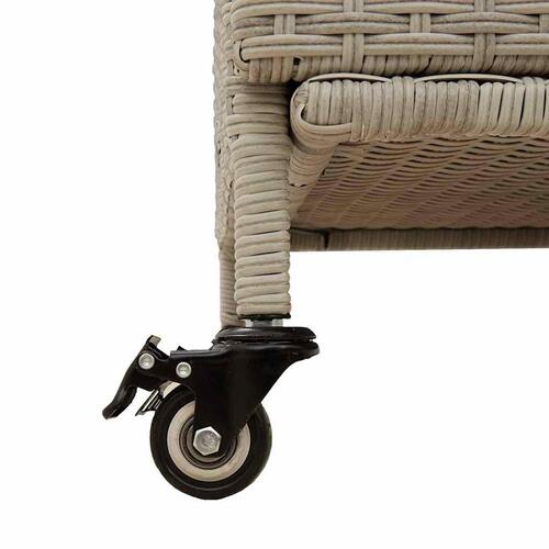 Opbevaringsboks med hjul 160x55x75 cm polyrattan lysegrå