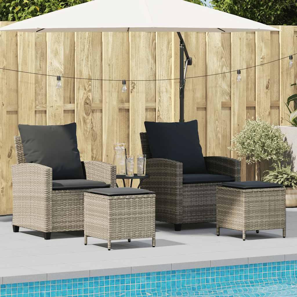 Sofasæt til haven 4 dele med hynder polyrattan lysegrå billede