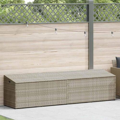 Opbevaringskasse til haven 220x50x58 cm polyrattan lysegrå