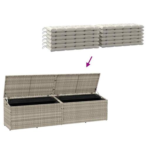 Opbevaringskasse til haven 220x50x58 cm polyrattan lysegrå