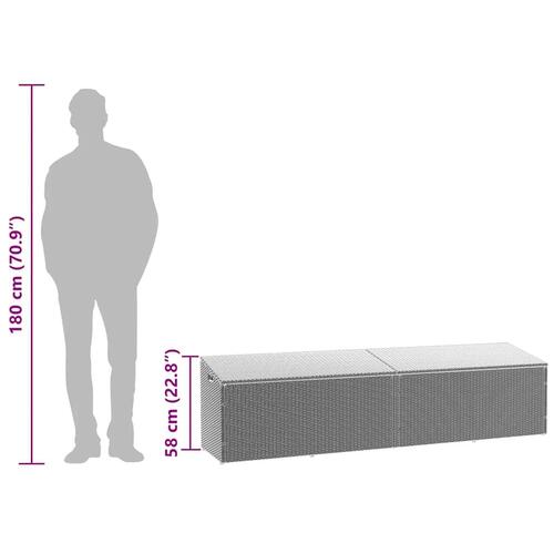 Opbevaringskasse til haven 220x50x58 cm polyrattan lysegrå