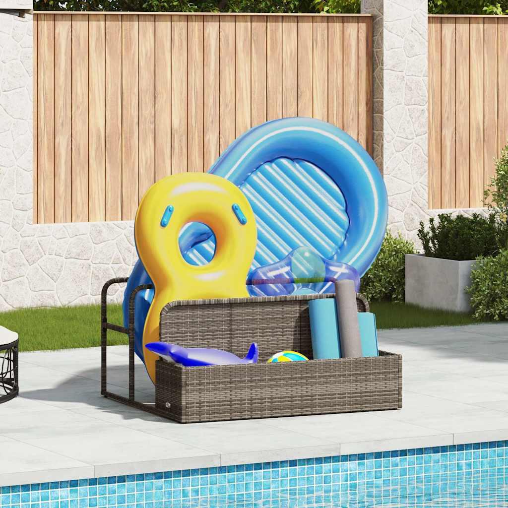 Float opbevaring ved poolen 110x100x57 cm polyrattan grå billede