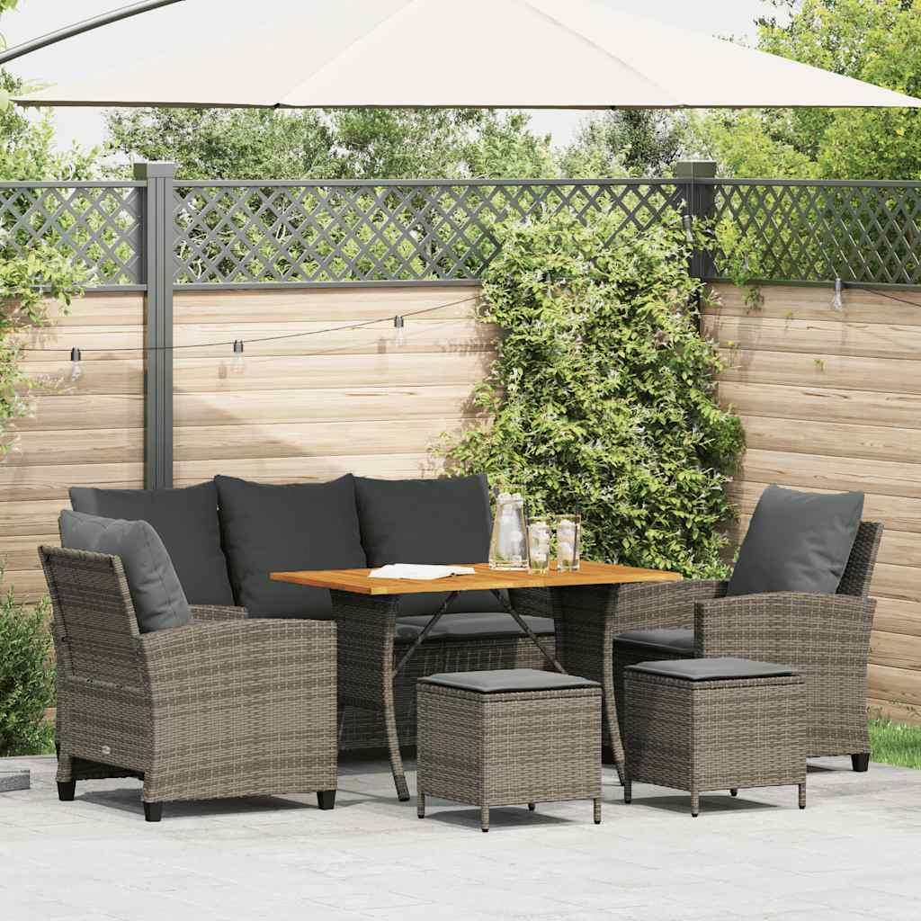 Sofasæt til haven 6 dele med hynder polyrattan grå billede