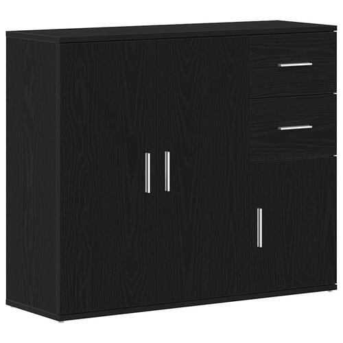Skænk 91x29,5x75 cm konstrueret træ sort egetræsfarve
