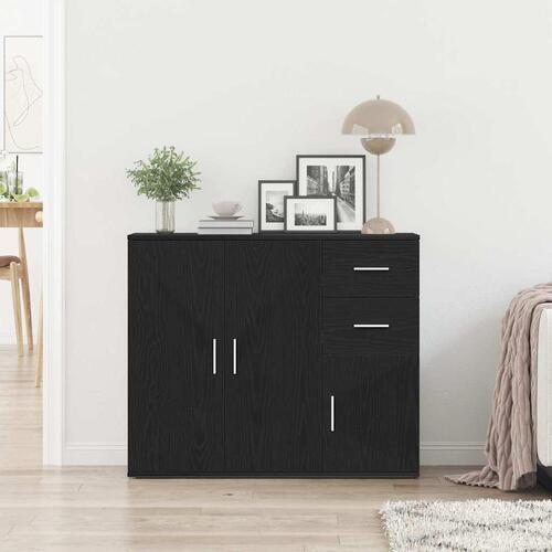 Skænk 91x29,5x75 cm konstrueret træ sort egetræsfarve
