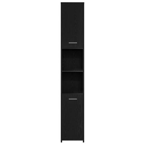 Badeværelsesskab 30x30x183,5 cm konstrueret træ sort-eg