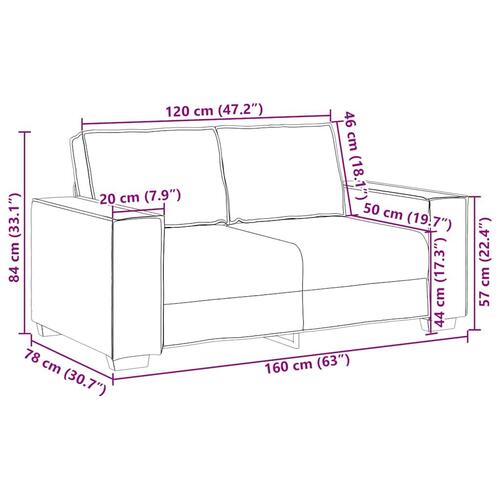 2-personers sofa 120 cm fløjl vinrød