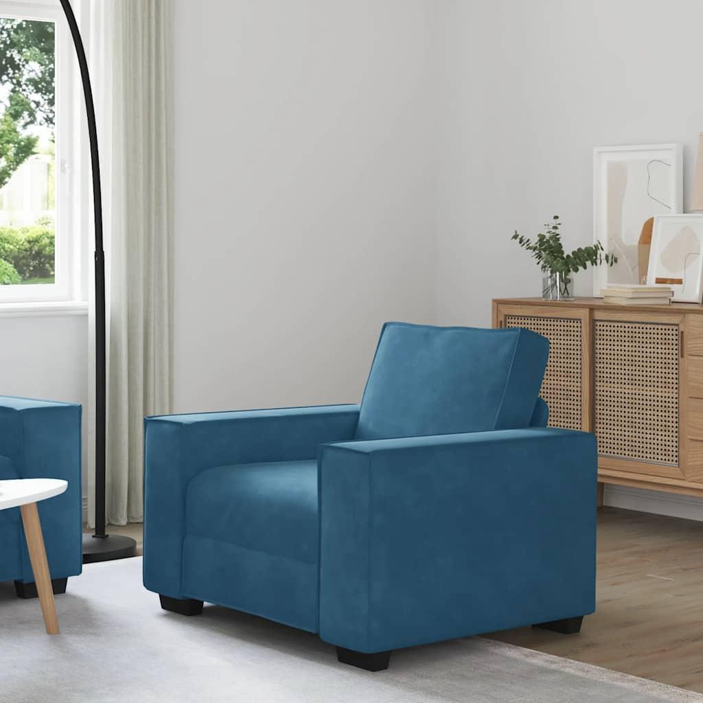 Sofastol 60 cm fløjl blå