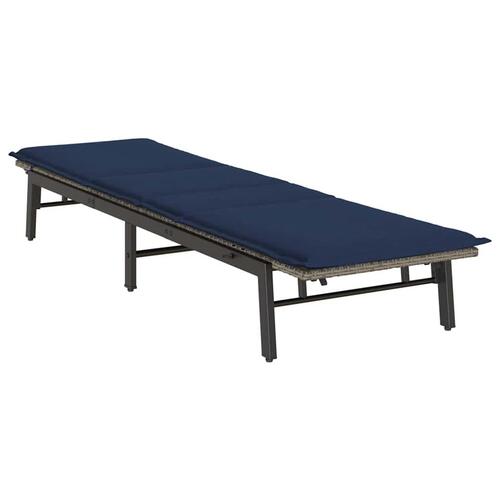 Liggestol med hynde polyrattan grå