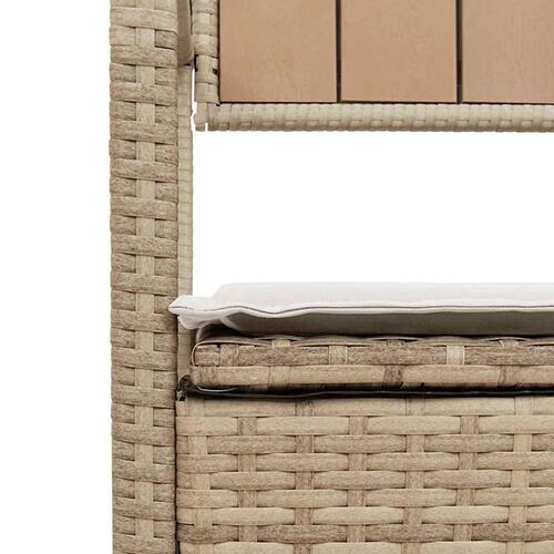 Opbevaringsbænk til haven med hynde polyrattan beige