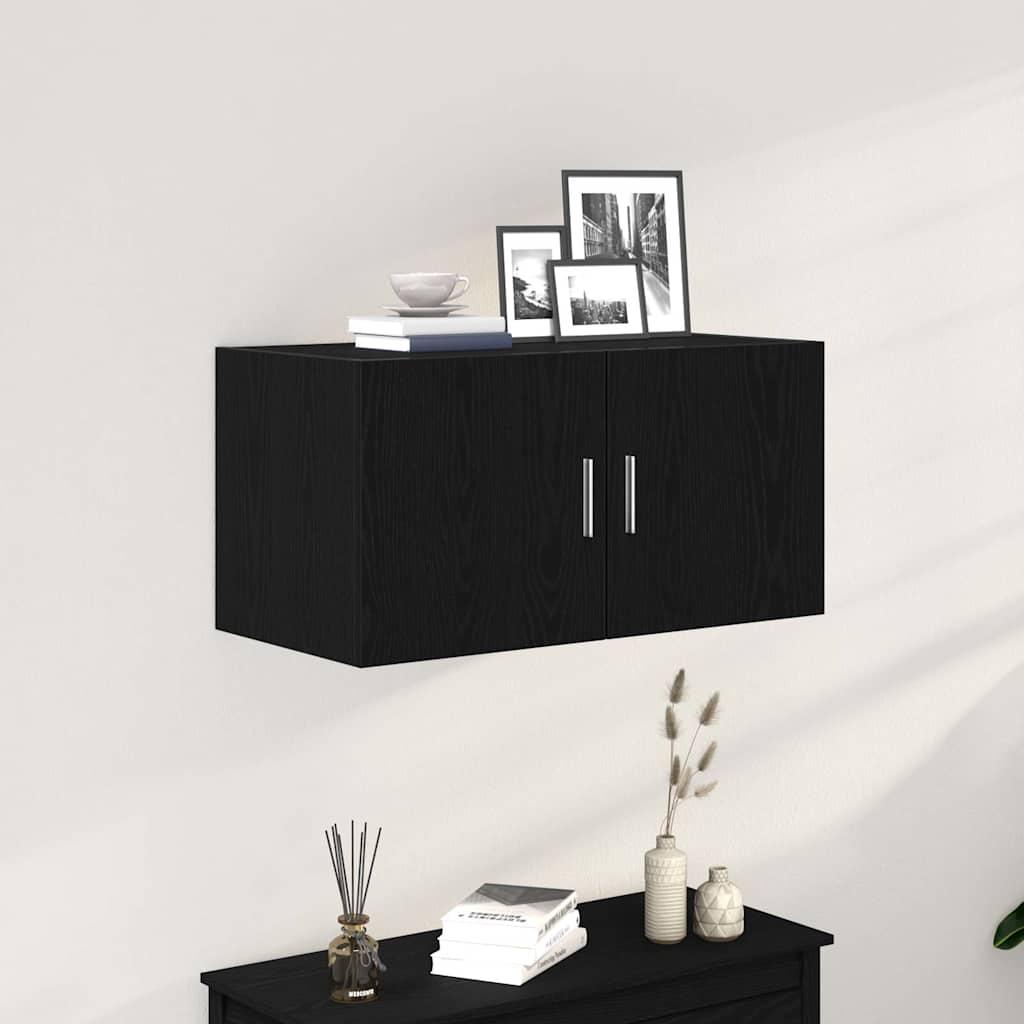 Vægskab 80x39x40 cm konstrueret træ sort egetræsfarve