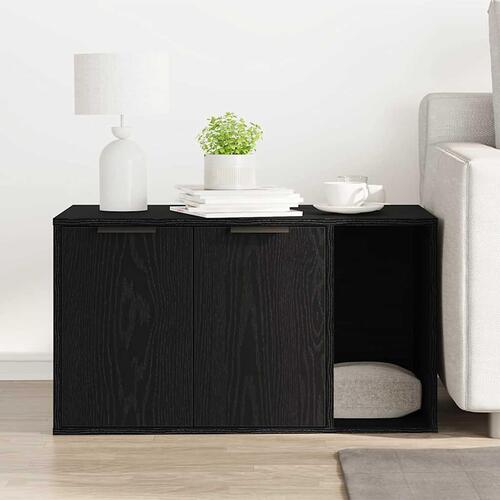 Toiletskjuler til kattebakke 80x50x45cm konstrueret træ sort eg