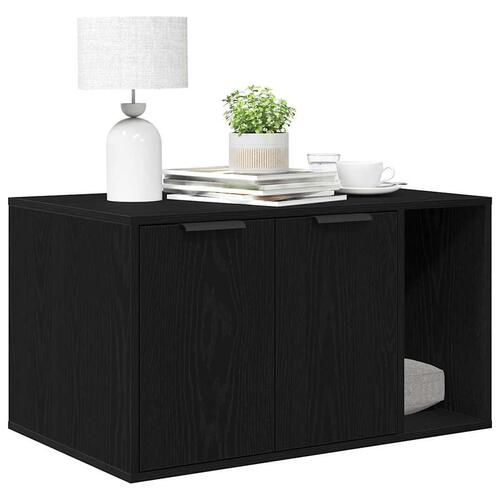 Toiletskjuler til kattebakke 80x50x45cm konstrueret træ sort eg