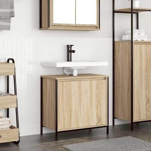 Håndvaskskab til badeværelse 60x34,5x60 cm sonoma-eg