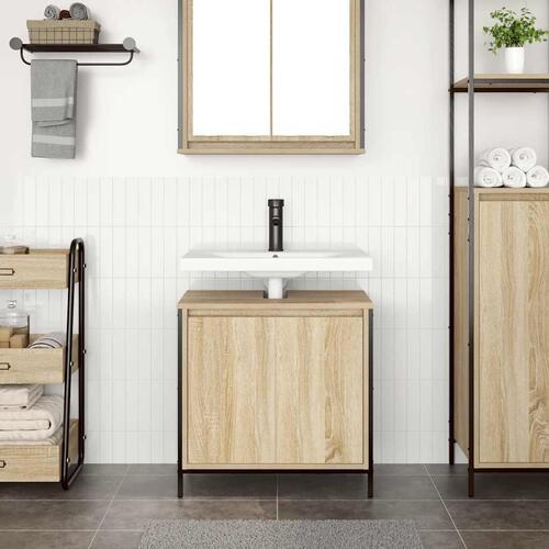 Håndvaskskab til badeværelse 60x34,5x60 cm sonoma-eg