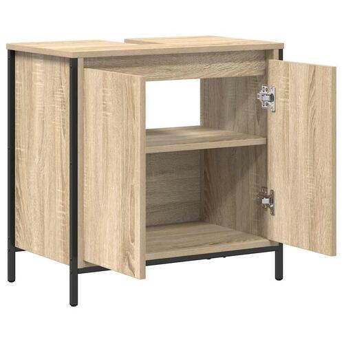 Håndvaskskab til badeværelse 60x34,5x60 cm sonoma-eg