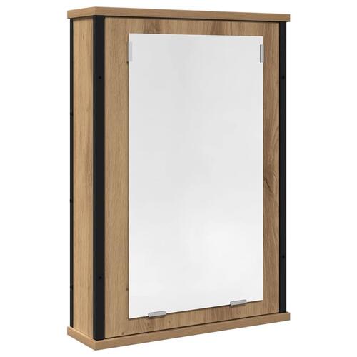 Badeværelsesskab med spejl 42x12x60 cm konstrueret træ kunsteg