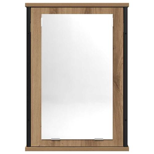 Badeværelsesskab med spejl 42x12x60 cm konstrueret træ kunsteg