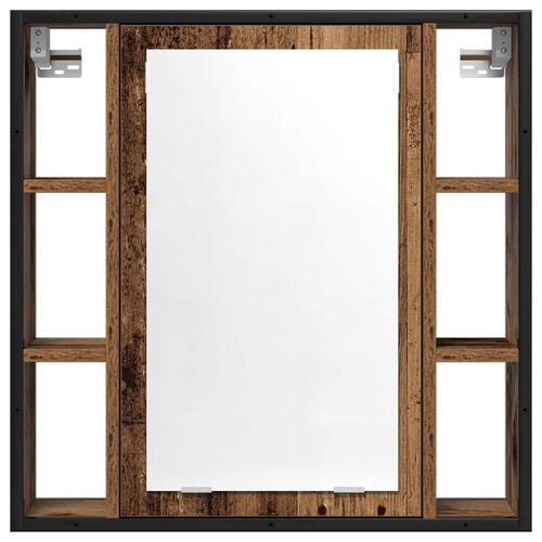 Badeværelsesskab m. spejl 60x16x60cm konstrueret træ antikt træ