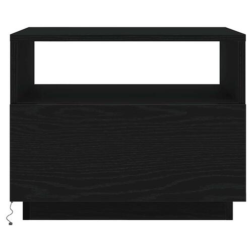 Sofabord med LED-lys 50x49x40 cm sort egetræsfarve