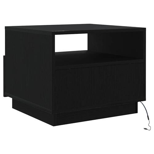 Sofabord med LED-lys 50x49x40 cm sort egetræsfarve