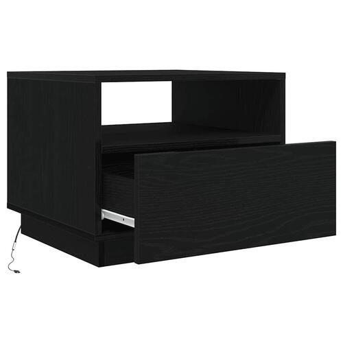 Sofabord med LED-lys 50x49x40 cm sort egetræsfarve