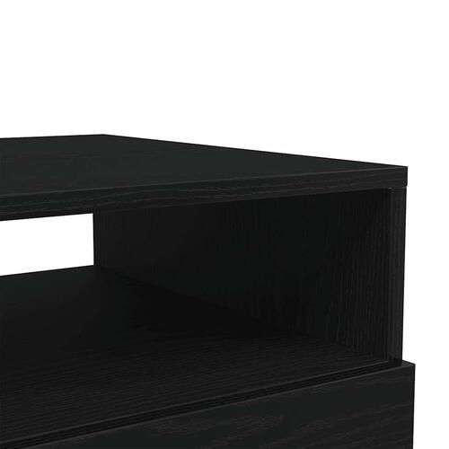 Sofabord med LED-lys 50x49x40 cm sort egetræsfarve