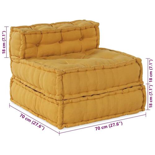 Modulpuf stof 70x70x54 gul