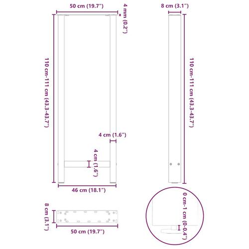 Sofabordben 2 stk. 50x(110-111) cm stål sort