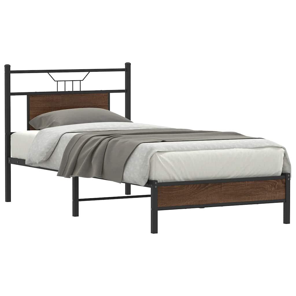Sengeramme 80x200 cm uden madras konstrueret træ brunt eg
