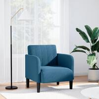 Sofastol med armlæn 54 cm fløjl blå