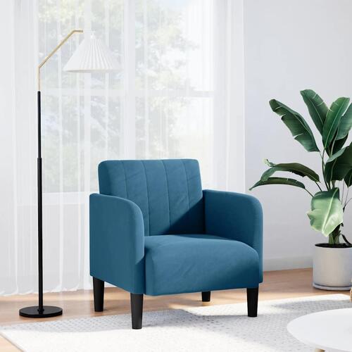 Sofastol med armlæn 54 cm fløjl blå
