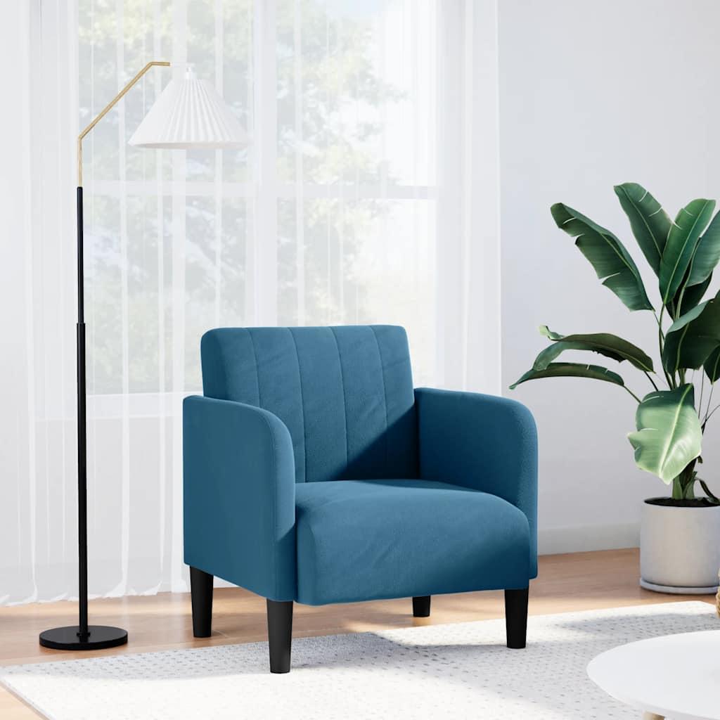 Sofastol med armlæn 54 cm fløjl blå