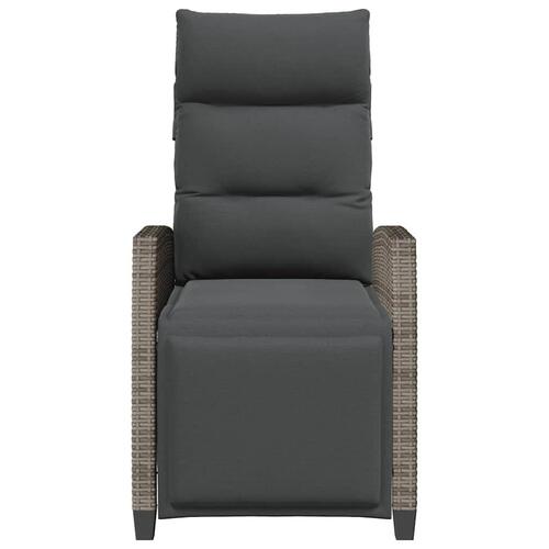 Havestol med lænefunktion og sidebord polyrattan grå