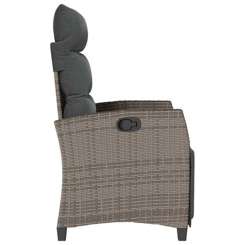 Havestol med lænefunktion og sidebord polyrattan grå