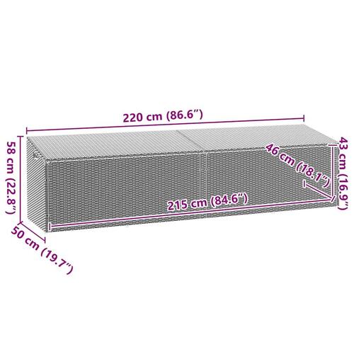 Opbevaringsboks til haven 220x50x58 cm polyrattan beige