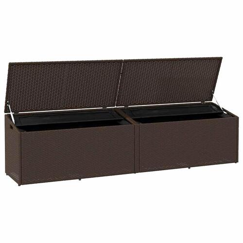 Opbevaringsboks til haven 220x50x58 cm polyrattan brun
