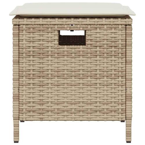 Spisebordssæt til haven 5 dele med hynder polyrattan beige
