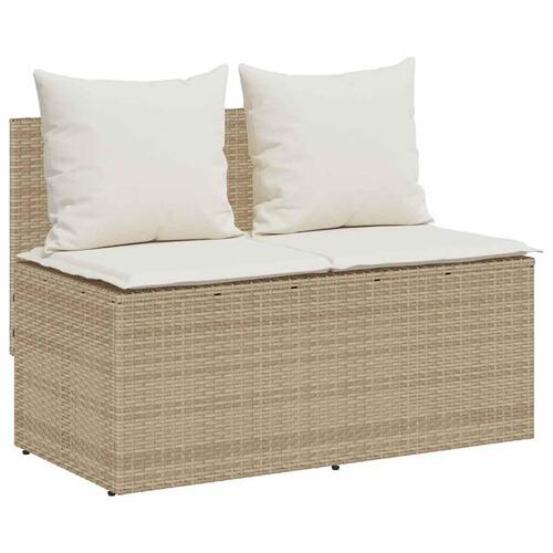 Spisebordssæt til haven 3 dele med hynder polyrattan beige