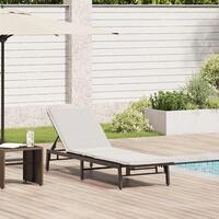 Liggestol med hynde polyrattan brun