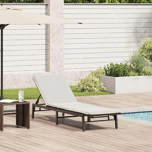 Liggestol med hynde polyrattan brun