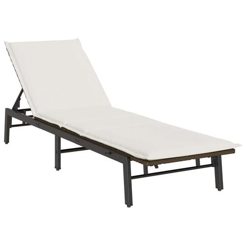 Liggestol med hynde polyrattan brun