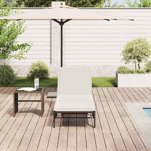 Liggestol med hynde polyrattan brun