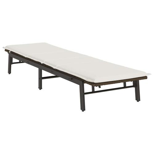 Liggestol med hynde polyrattan brun