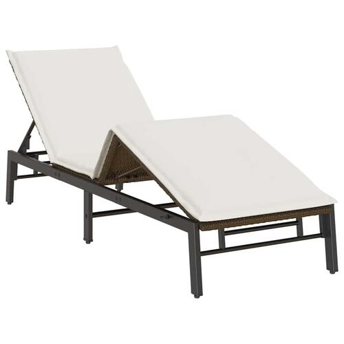 Liggestol med hynde polyrattan brun
