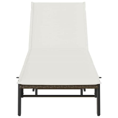 Liggestol med hynde polyrattan brun