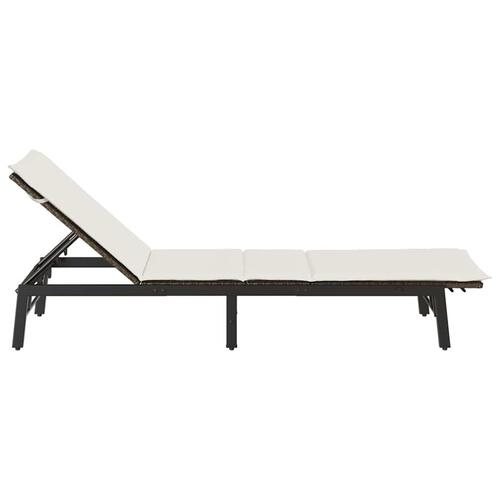 Liggestol med hynde polyrattan brun